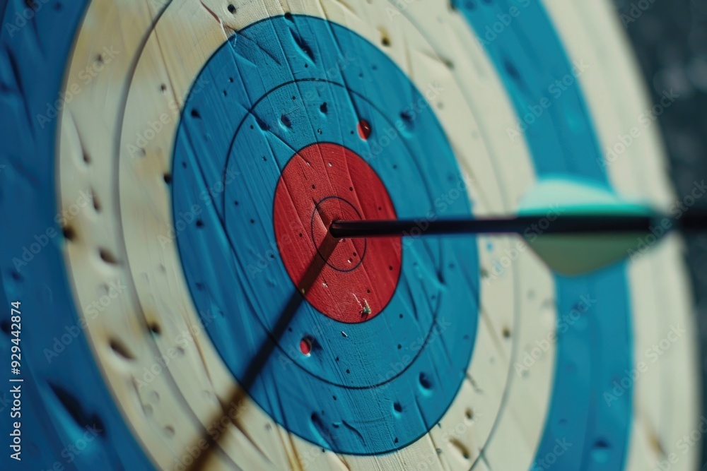 Poster A close-up shot of a target with an arrow lodged in it