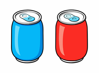 Blue and red drink cans stock illustration