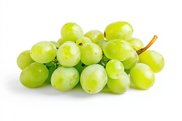 Fresh green grape cluster isolated on white background