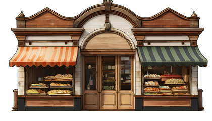 sandwich shop 3d front view full length on transparency background PNG