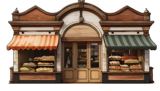 sandwich shop 3d front view full length on transparency background PNG