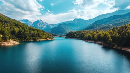 Serene Mountain Lake Landscape