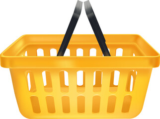 Shopping basket. Plastic grocery container realistic mockup