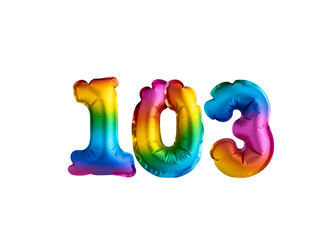 Multicolor balloon number 103 anniversary. Happy birthday congratulations