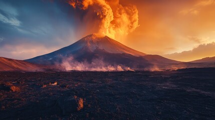 Volcanic Eruption at Sunset