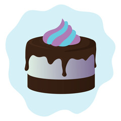 Chocolate cake with butter cream. Vector illustration on white background.
