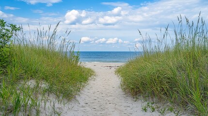 Path leading past the beach to the ocean