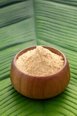 Maca root or Peruvian ginseng in the bowl - Lepidium meyenii