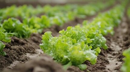 Green Lettuce Plants Growing in a Garden