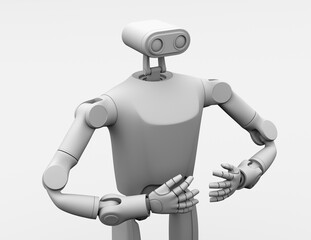 Clay rendering of Humanoid AI Robot. 3D rendering image.