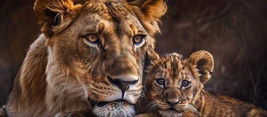 mom and baby lion 