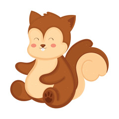 Cute smiling squirrel sitting with simple design Vector