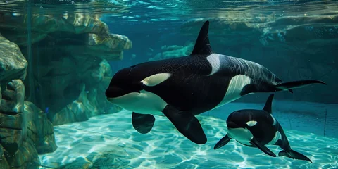 mom and baby orca