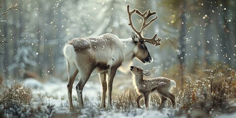 mom and baby reindeer