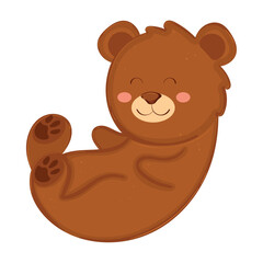 Cute smiling bear lying down in relaxed pose Vector