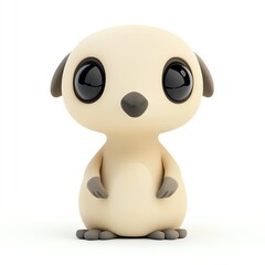 Fototapeta premium A cute cartoon animal character with big eyes, sitting gracefully, perfect for children's illustrations and playful designs.