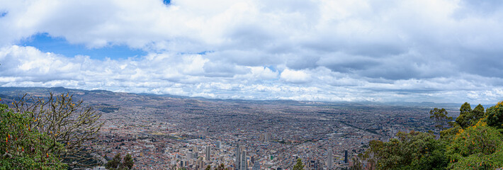 Panoramic photograph taken from Monserrate Hill in Bogotá. Monserrate hill has an altitude of 3152...