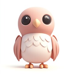 Cute, cartoon-style pink bird with large eyes and rounded features, perfect for children's illustrations and cheerful designs.