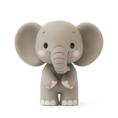 Fototapeta premium Cute cartoon elephant character with big ears and a friendly smile, perfect for children's designs and playful themes.