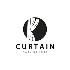 Home And Exhibition Curtain Logo Design, Building Decoration Vector Illustration