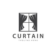 Home And Exhibition Curtain Logo Design, Building Decoration Vector Illustration