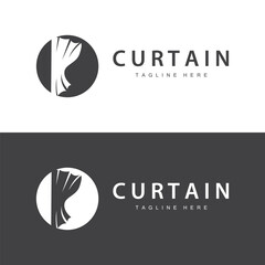 Home And Exhibition Curtain Logo Design, Building Decoration Vector Illustration