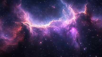 Fototapeta premium vibrant nebula swirling with cosmic dust iridescent star clusters deep space backdrop rich purples and blues aweinspiring celestial beauty