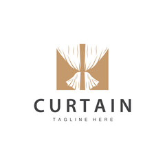 Home And Exhibition Curtain Logo Design, Building Decoration Vector Illustration