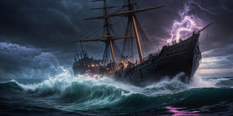 Obraz premium ship in the storm