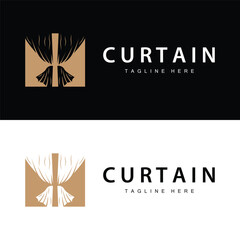 Home And Exhibition Curtain Logo Design, Building Decoration Vector Illustration