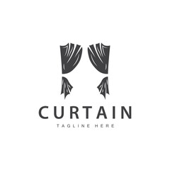 Home And Exhibition Curtain Logo Design, Building Decoration Vector Illustration