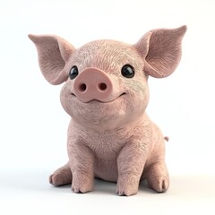 A cute and charming pig figurine, showcasing a friendly expression and detailed texture, perfect for animal lovers.