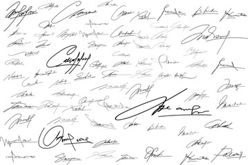 Autographs handwritten pen signatures for digital documents. Hand signature templates, Abstract Signature for Documents set.eps