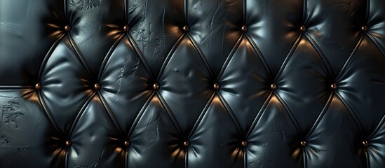 Fototapeta premium Black Leather Upholstery with Brass Buttons