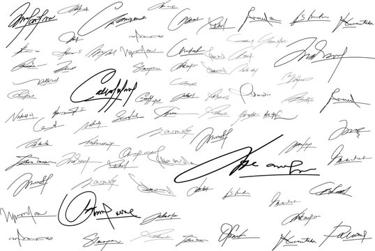Autographs handwritten pen signatures for digital documents. Hand signature templates, Abstract Signature for Documents set.eps