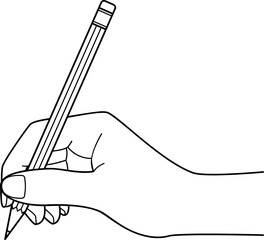 Vector line drawing of a hand trying to write with a pencil