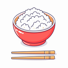 Rice bowl and chopsticks stock illustration