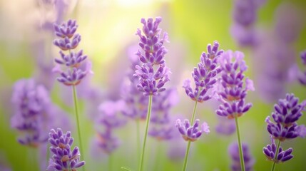 A close-up of lavender flowers swaying gently in the breeze, with a soft focus on the background