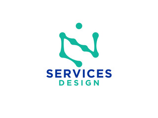 Abstract Initial Letter N Logo. Geometric Shape Origami Style isolated on White Background. Use for Business and Branding Logos.