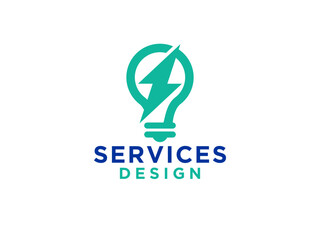 Electricity Logo. Rounded Line Icon with Negative Space Light Bulb inside. Usable for Business and Technology Logos.