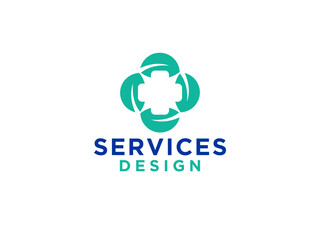 Healthcare Medical Logo. Cross and leaf icon combination.