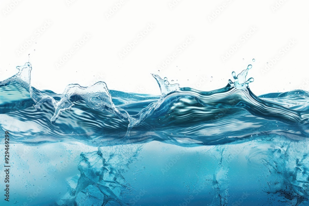 Poster a wave crashes against the shore with a white cloudy sky in the background, great for use as a symbo