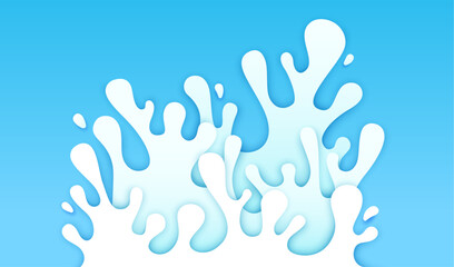 Fototapeta premium Paper cut milk drink splash and liquid cream wave with drops and splatters. Vector dairy farm food product origami art craft poster, 3d paper cut white milk splash, creamy texture flowing wave layers