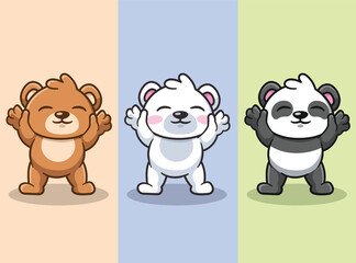 cute and adorable baby bear illustration collection