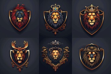 Obraz premium A group of lions wearing regal crowns, royalty and majesty depicted in this image