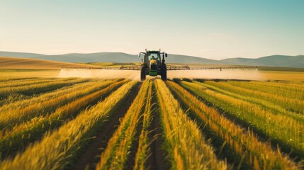 Fototapeta premium Agricultural machinery in action, suitable for rural or farm-related contexts