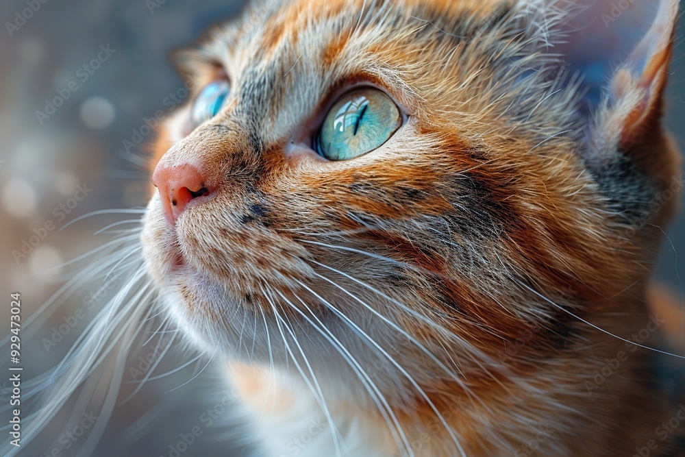 Poster Close-up Portrait of a Curious Cat