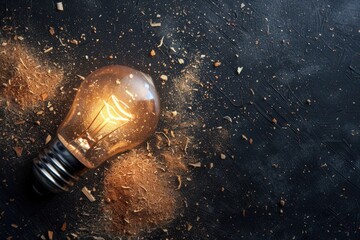 A cracked light bulb with a damaged filament, may be used for illustration about broken or malfunctioning things,