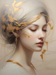 Pastel Elegant Lady Girl Portrait Surreal Art