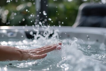 Hand in a Hot Tub with Water Splashing